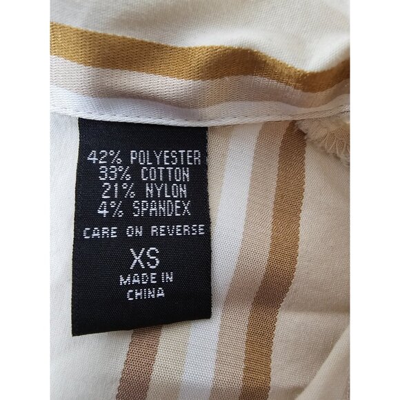 Women’s New York & Company Stretch Beige and Brown Striped Button Down Top SZ XS - Picture 10 of 10